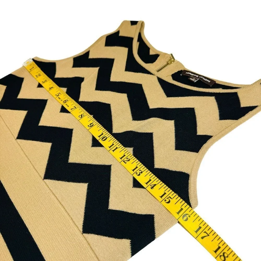 Adrienne Vittadini Knit Chevron Dress Women’s Size S Sleeveless Black and Tan - Picture 11 of 13